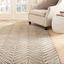 Chevron Leaves Beige and White Wool Viscose 4' x 6' Rug