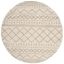 Ivory Beige Round Shag Rug with Geometric Pattern