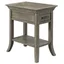 Smoke Gray Wash Wood Side Table with Drawer and Shelf