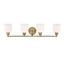 Melrose 4-Light Warm Brass Vanity with White Opal Glass Shades