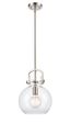 Newton Sphere Mini Pendant in Brushed Satin Nickel with Clear Glass