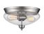 Contemporary Brushed Nickel Seeded Glass Bowl Flush Mount Light