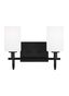 Midnight Black 2-Light Wall Sconce with Etched Glass Shades