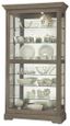 Transitional Gray-Brown Lighted Curio Cabinet with Adjustable Shelves