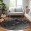 Gray Round Machine Washable Synthetic Rug, 8' x 8'