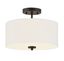 Elegant Dual-Light Drum Ceiling Fixture in Oil Rubbed Bronze with White Fabric Shade