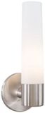 Elegant Brushed Stainless Steel Cylinder Wall Sconce with Etched Opal Shade