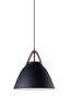 Nordic Tan Leather & Black Aluminum Bowl Pendant Light