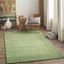 Hand-Knotted Geometric Wool Area Rug in Medium Green 2'x3'