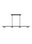 Lune Aged Iron 4-Light Linear Chandelier with Milk White Glass