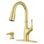 Alderwood Brushed Gold High-Arc Kitchen Faucet with Pull-Out Spray