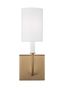 Greenwich Satin Brass Dimmable Cylinder Wall Sconce with Linen Shade