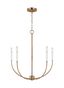 Elegant Satin Brass 5-Light Chandelier with Clear Silver Accents