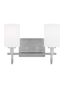 Oak Moore 13.875" Brushed Nickel 2-Light Bath Vanity with Etched Glass