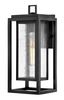 Black 16" Modern Outdoor Wall Light with Clear Seedy Glass