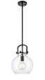 Newton Matte Black Mini Globe Pendant with Clear Glass