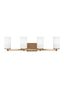 Hettinger Satin Brass 4-Light Vanity Fixture with Etched Glass