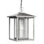 Hunnington 1-Light Outdoor Pendant in Weathered Pewter with Clear Seeded Glass