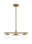 Burnished Brass 3-Light Globe Chandelier with Milk Glass Shades