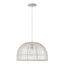 White Rattan Bohemian Bowl Pendant Light, 12" x 18"