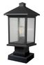 Modern Seedy Glass 17" Black Outdoor Pier Mount Light