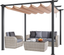 Beige Aluminum 10'x10' Retractable Pergola with Canopy