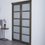 Iron Age Finished MDF 5 Panel Sliding Door with Frosted Glass Inserts