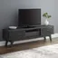 Charcoal 59" Walnut Grain TV Stand with Cabinet