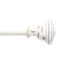 Rustic White Adjustable Single Curtain Rod with Decorative Finials