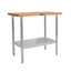 Galvanized Steel Maple Top 36" Work Table with Adjustable Undershelf