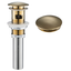 Brushed Gold Brass Pop-Up Bathroom Sink Drain with Overflow