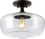 Marfa 17" Glass & Bronze Farmhouse LED Ceiling Light