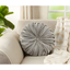 Gray Round Velvet Pintucked Throw Pillow