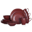 Burgundy and Gold 16-Piece Porcelain Dinnerware Set