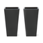 Tall Black Resin Square Planter Pots, 2-Pack