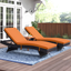 Espresso Orange Synthetic Rattan Outdoor Chaise Lounge Set