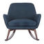 Mack Mid-Century Modern Blue Linen Rocking Chair