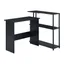 Elegant Black Wood Writing Desk with 3-Tier Storage Shelf