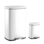 White Stainless Steel 13-Gallon Trash Can with Pedal and Mini Bin