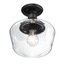 Black and Clear Glass Semi-Flush Mount Ceiling Light