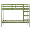 Olive Green Twin Over Twin Pine Wood Bunk Bed with Drawer