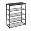 Walnut and Black 5-Tier Metal Shoe Rack with Wood Top