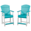 Transitional Turquoise and White Counter Stool with High Shell Back