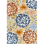 Reversible Square Blue Floral Easy Care Area Rug