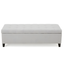 Light Grey Smooth Fabric Tufted Storage Ottoman Bench