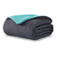 Full Black/Teal Reversible Microfiber Down-Alternative Comforter Set