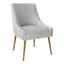 Elegant Light Grey Velvet Dining Chair with Gold Accents