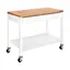 White Steel Work Center Kitchen Island with Wood Top