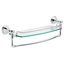 Cassidy Chrome 18" Wall-Mounted Glass Shelf with Towel Bar