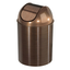 Bronze Metallic Brown Plastic Cylinder Trash Can with Swing Lid